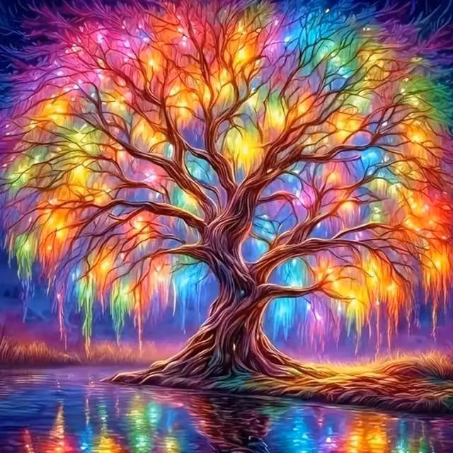 Syntego Rainbow Tree Diamond Painting Kit for Adults, Multicolour