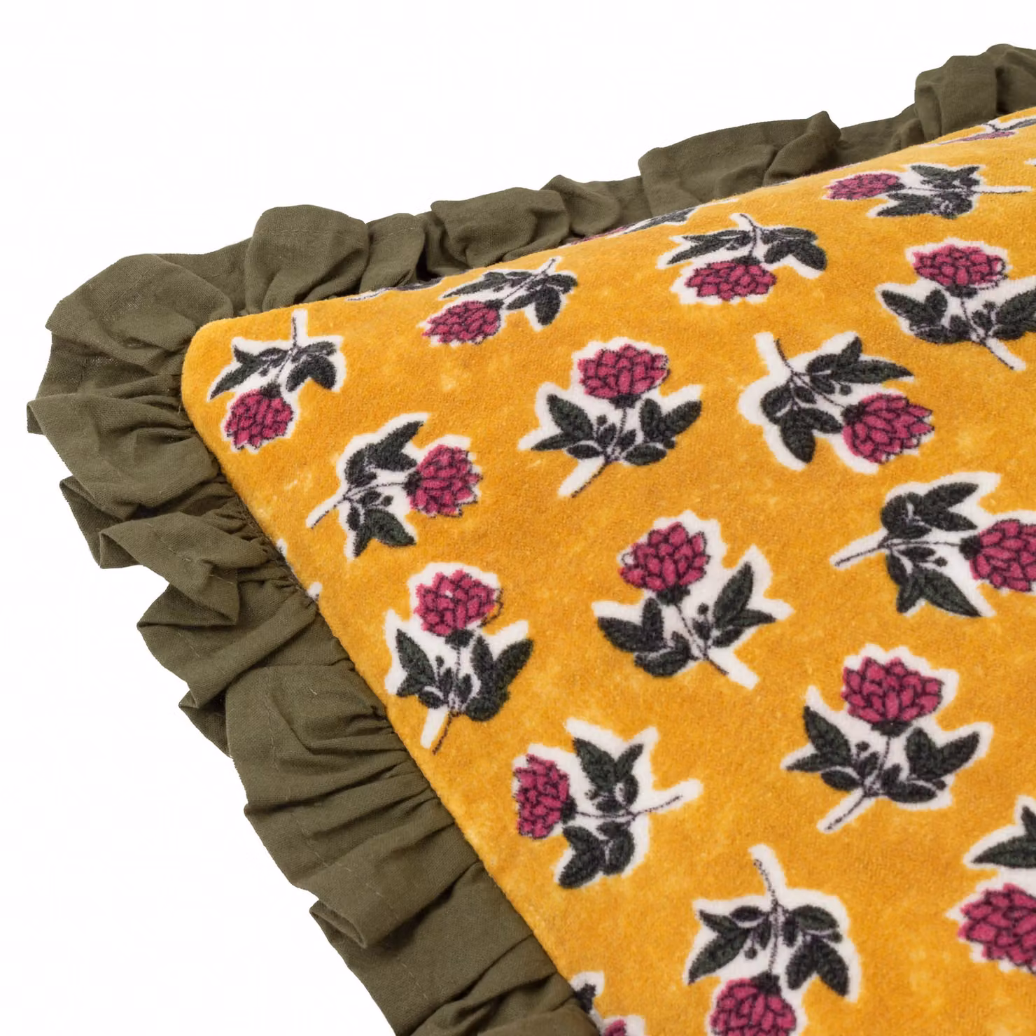 Paoletti Kemble Floral Square Cotton Cushion in Green and Gold, W/D/H: 45 x 45 x 45 cm – 4
