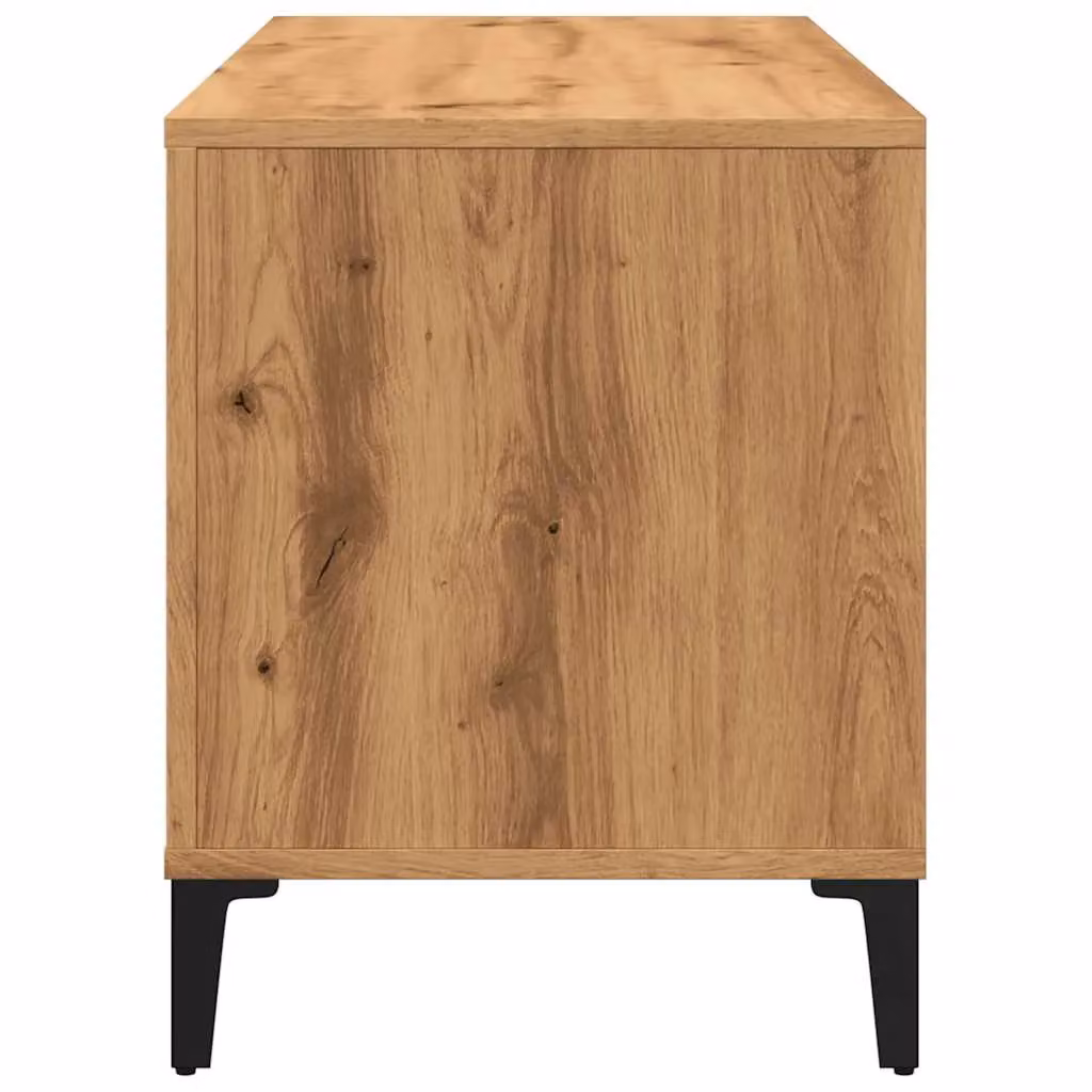 Berkfield Home Artisan Oak Record Cabinet in Brown, W/D/H: 100 x 38 x 48 cm – 4