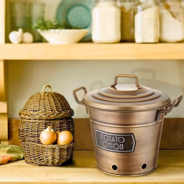 The Mia UK Gold Metal Potato and Onion Box