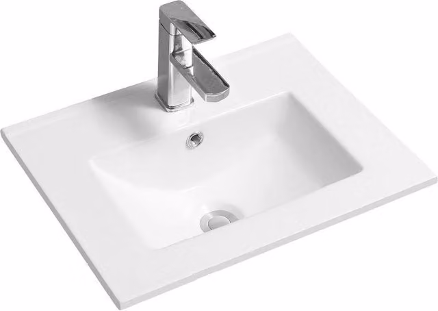 Limoge 4003 White Ceramic Rectangular Thin-Edge Inset Countertop Basin W: 50 cm, D: 40 cm, H: 9.5 cm