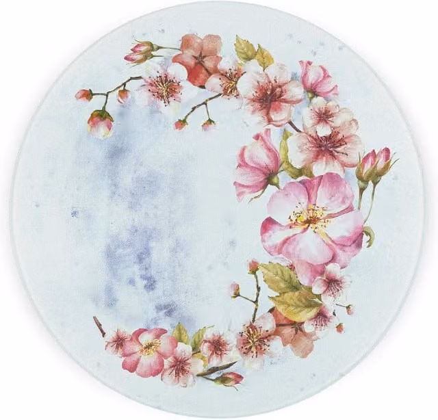 Purely Home Peach Blossoms Textured Glass Round Trivet in Pink
