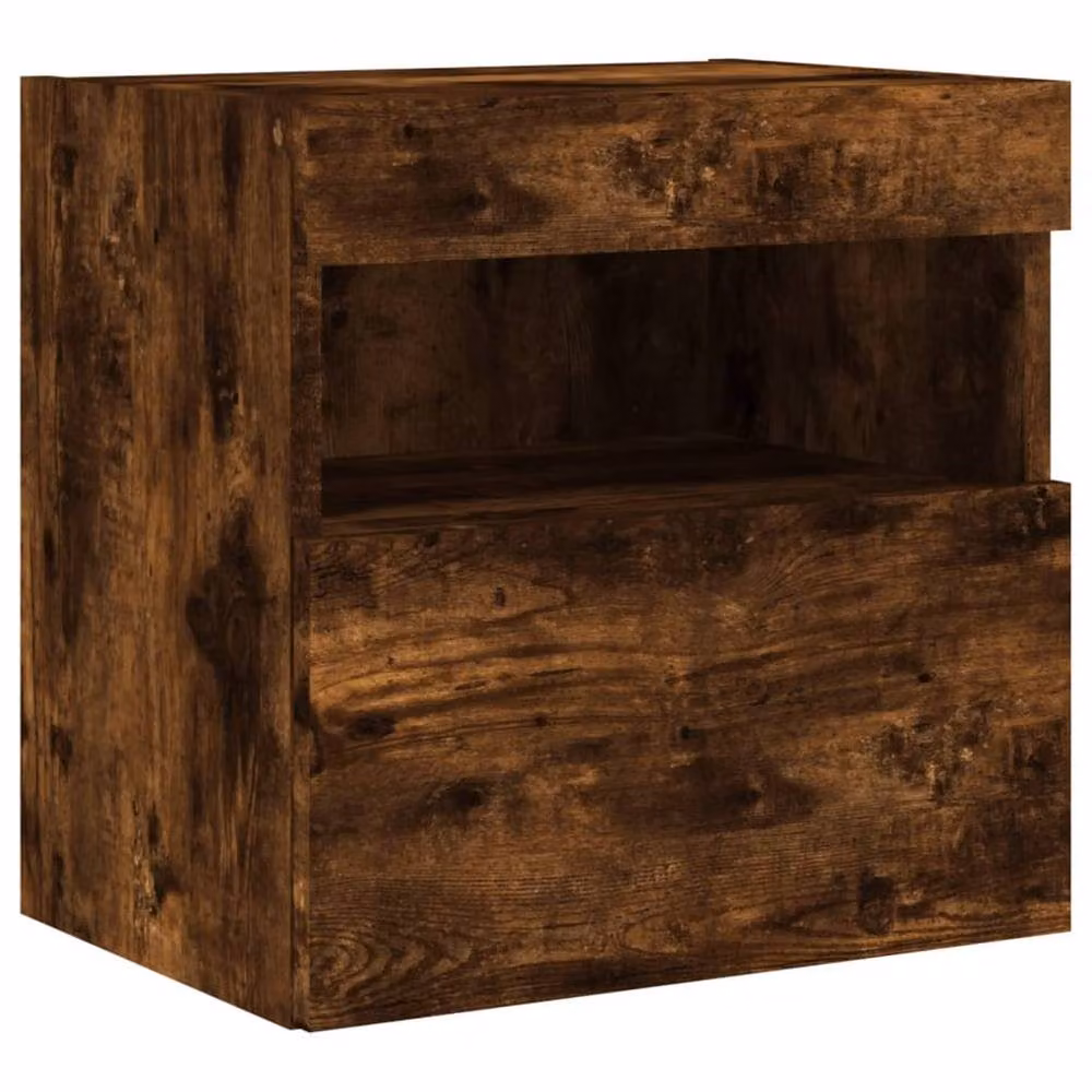 Berkfield Home Modern Wall Mounted TV Cabinet with Integrated LED Lights in Smoked Oak Brown, W/D/H: 40 x 30 x 40 cm – 2