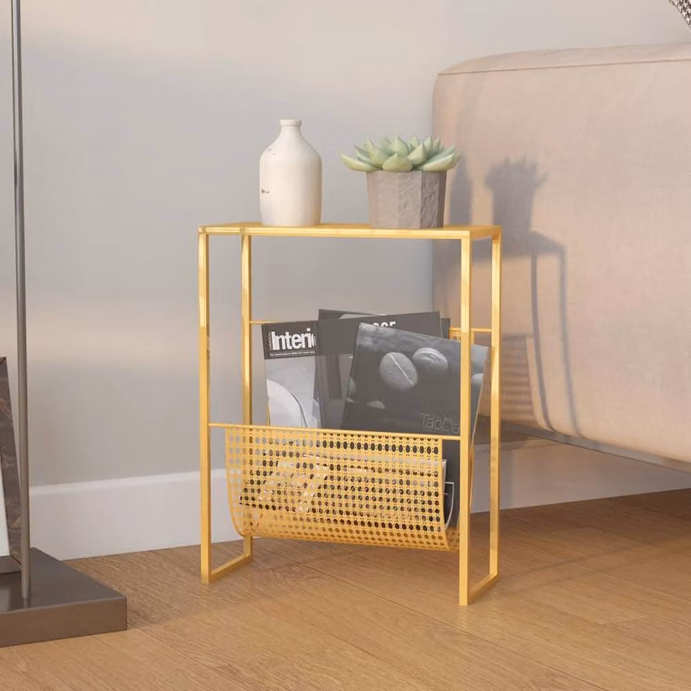 Berkfield Home Modern Gold Metal Magazine Rack, W/D/H: 35 x 15 x 45 cm – 2
