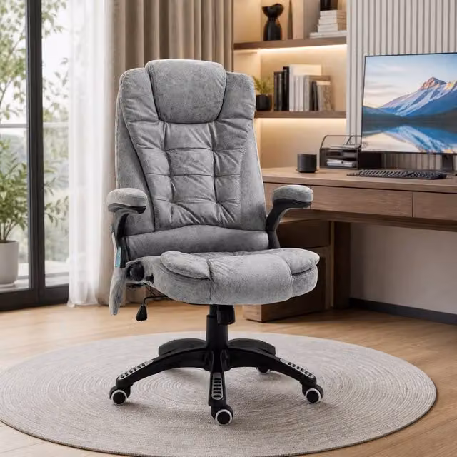 STILVORA Grey Massage Recliner Executive Office Chair with Heating and Headrest
