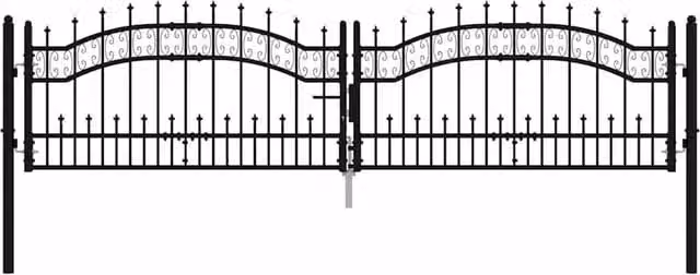 Berkfield Home Spear Top Steel Fence Gate, Black, W: 305 cm, H: 120 cm – 1