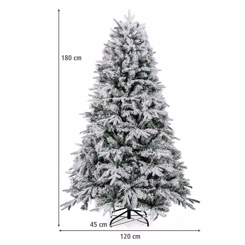 Costway Pre-lit Hinged Artificial Christmas Tree in White, Height: 180 cm – 2