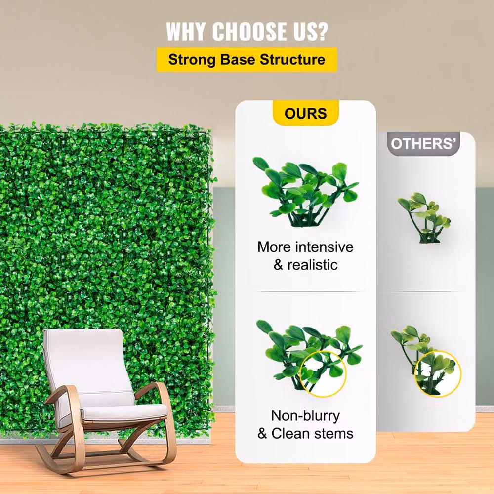 VEVOR Lush Artificial Boxwood Panel Green Grass Wall W/D/H: 25.4 x 25.4 x 2.54 cm – 4