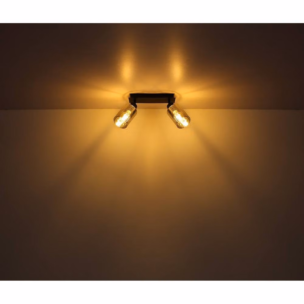Netlighting Hadera Modern Adjustable Ceiling Light with Smoke Glass Shades in Black and Grey, 2x E27, W/D/H: 27 x 9 x 21.5 cm – 4