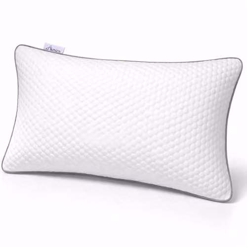 Aamira Premium Orthopaedic Shredded Memory Foam Pillow with Removable Bamboo Cover, White, W/D/H: 70 x 45 cm