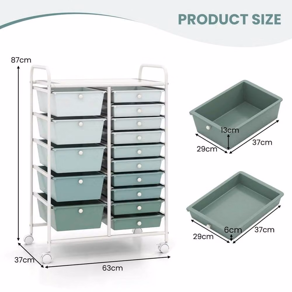 EONLION Home Multipurpose Utility Cart Storage Unit in Green with Castors and Lock – 2