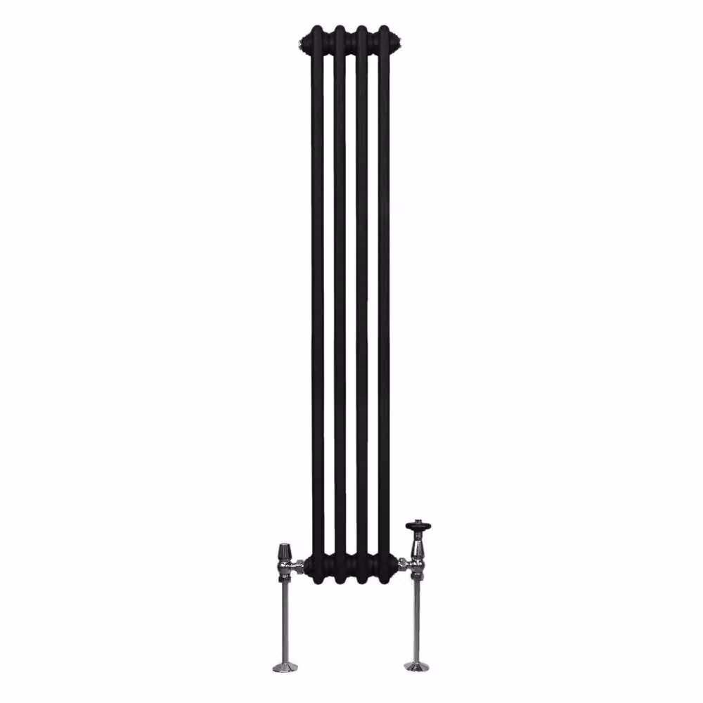 Monstershop Traditional 2 Column Steel Radiator in Black, H: 150 cm, W: 20 cm, D: 7 cm – 2