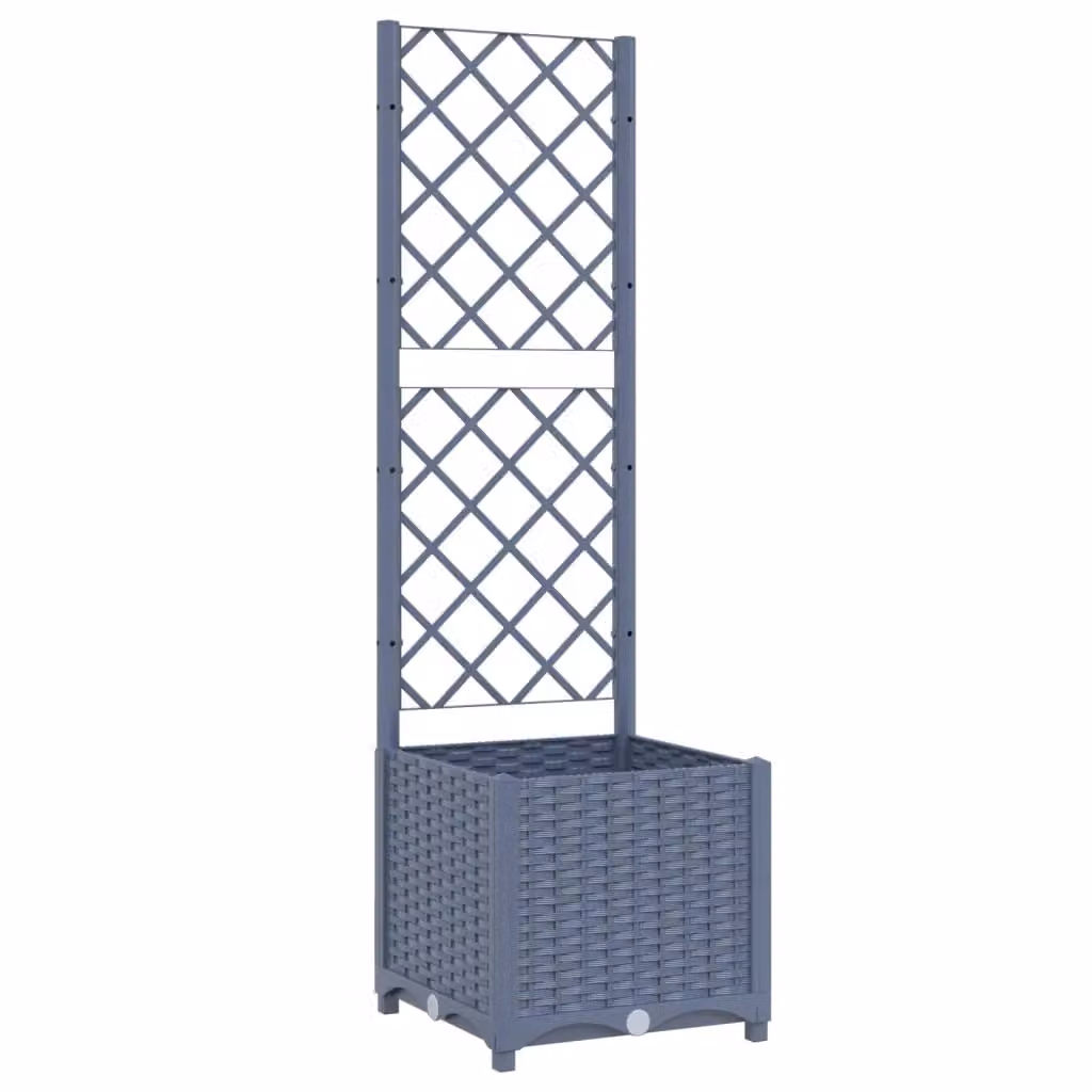 Berkfield Home Garden Planter with Trellis in Dark Grey, W/D/H: 40 x 40 x 136 cm – 2