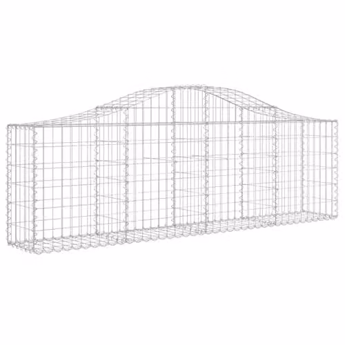 vidaXL Set of 3 Arched Gabion Baskets in Silver Galvanised Steel, W/D/H: 200 x 30 x 60/80 cm