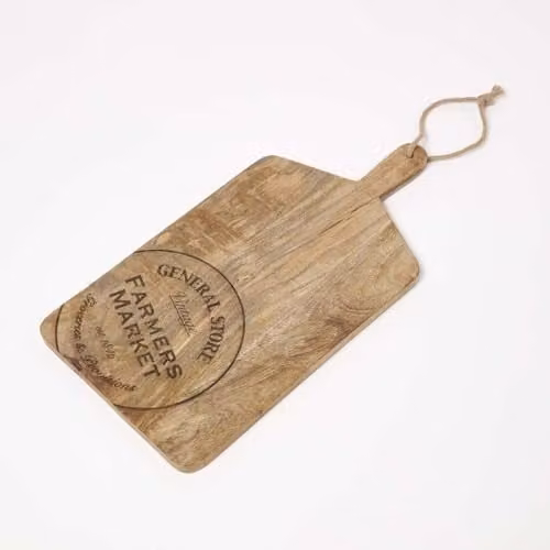 Homescapes Rectangular Wooden Chopping Board in Brown and Beige, H 25 cm x W 50 cm x D 2 cm