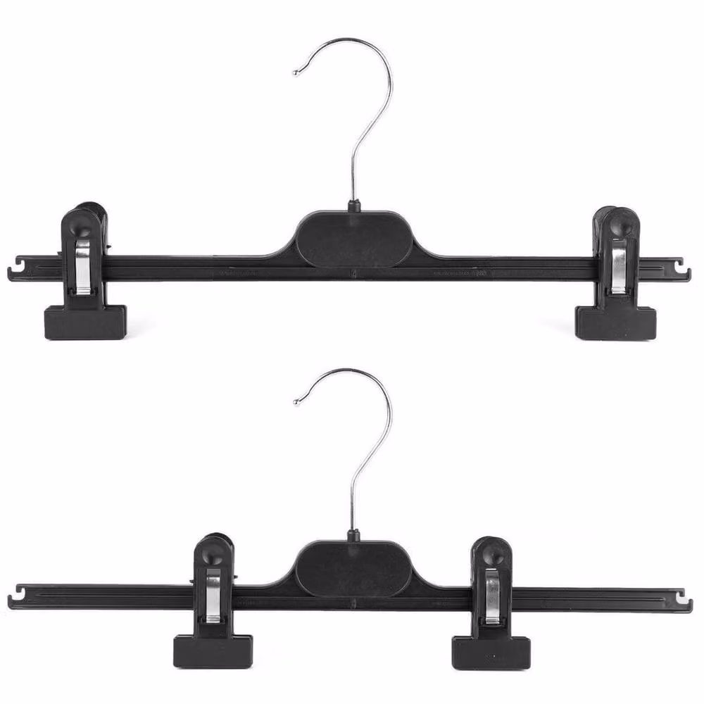 PAWNORA Black Plastic Adjustable Clip Coat Hangers, Pack of 12 – 2