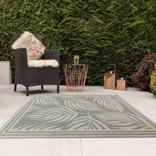 JVL Green Floral Reversible Outdoor Garden Rug, W/D: 120 x 170 cm – 2