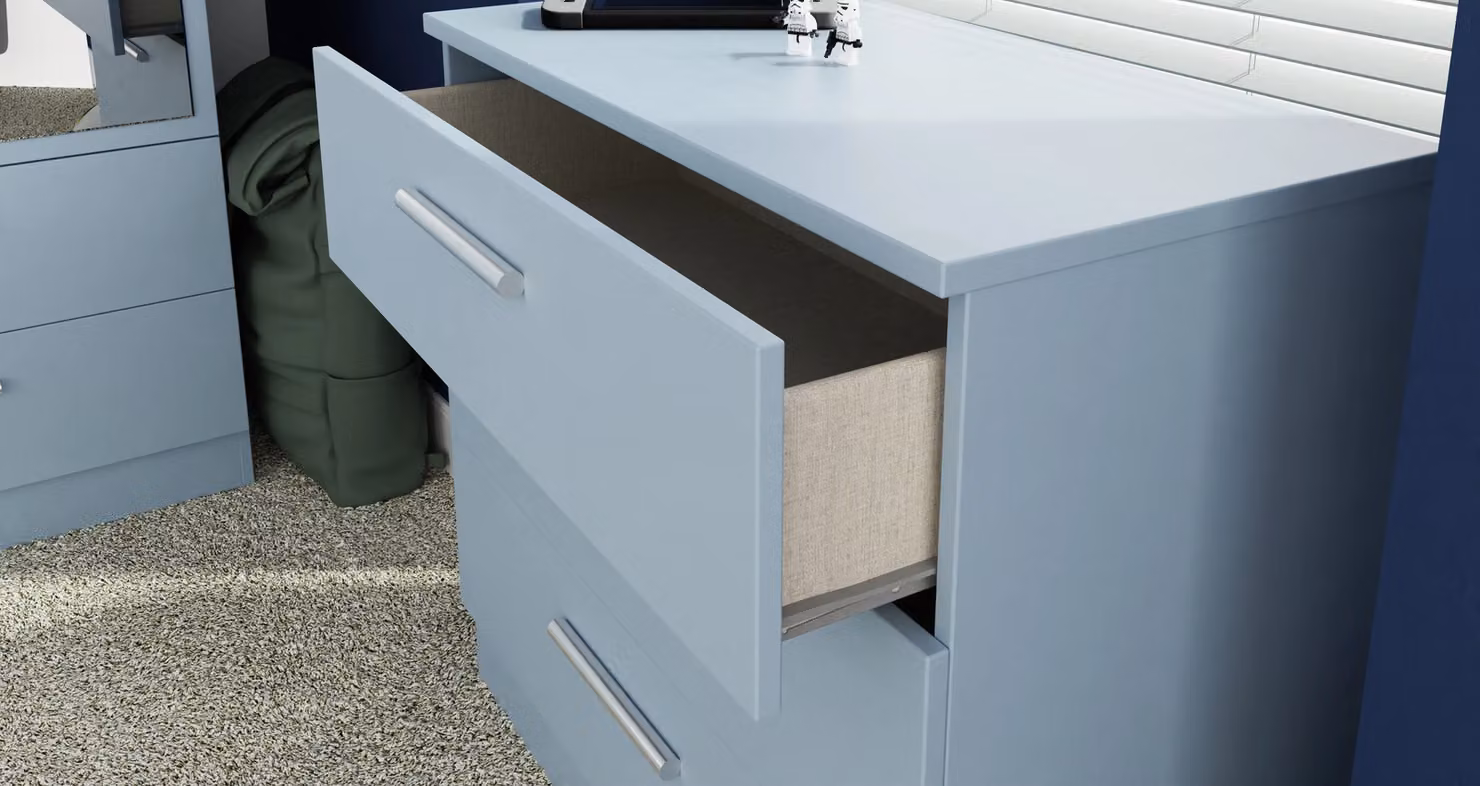 Ready Assembled 2 U Trent 3 Drawer Chest in Light Blue – 2