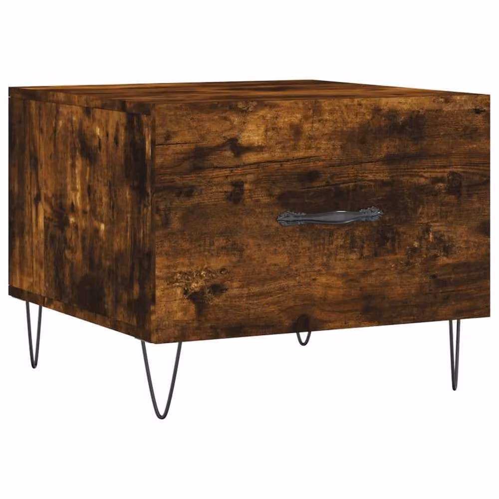 Berkfield Home Set of 2 Decorative Coffee Tables in Smoked Oak and Brown, W/D/H: 50 x 50 x 40 cm – 4