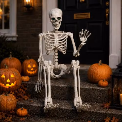 Menkind #Winning Life Size Posable Skeleton with Colour Changing Eyes in White and Multicolour – 3