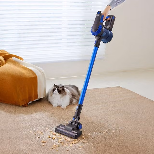 Livingandhome Handheld Cordless Vacuum Cleaner with LED Headlight and Display, Blue and Black
