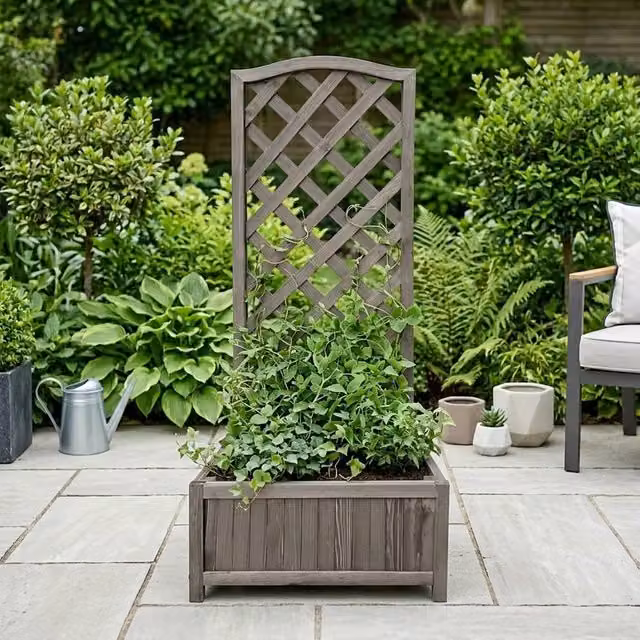 Garden Greatness Capri Lattice Wooden Planter for Climbers, Multicolour, W/D/H: 120 x 45 x 30 cm