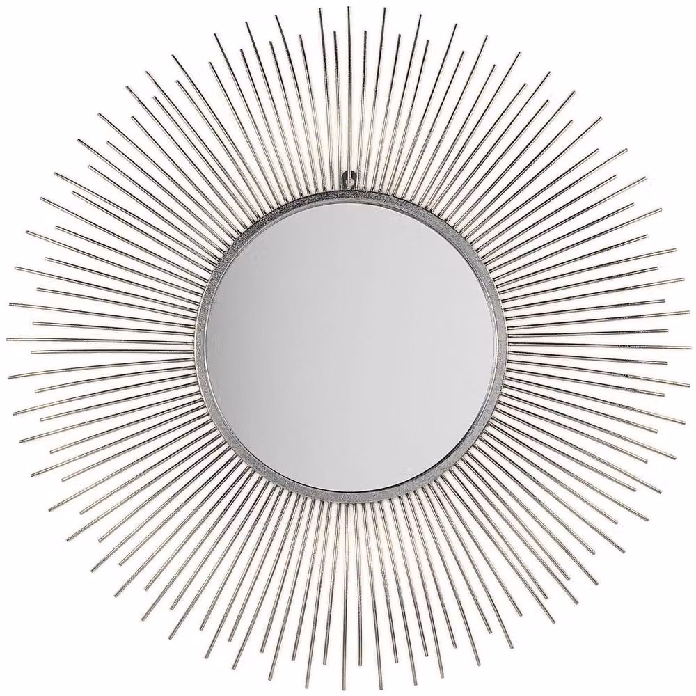 Wyld and Coco Silver 80 cm Round Sunburst Wall Mirror – 2