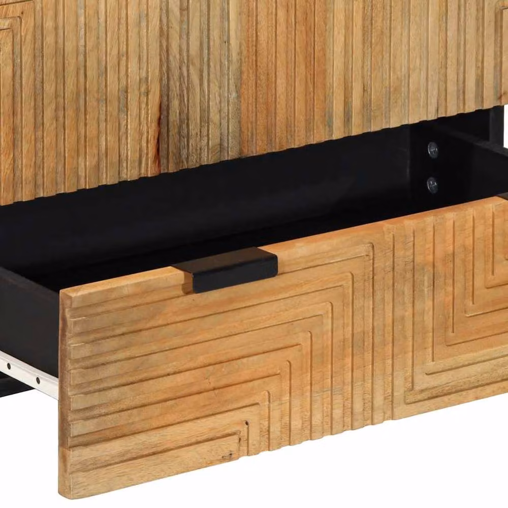 Berkfield Home Brown Mango and Acacia Wood Highboard, W/D/H: 60 x 33 x 100 cm – 5