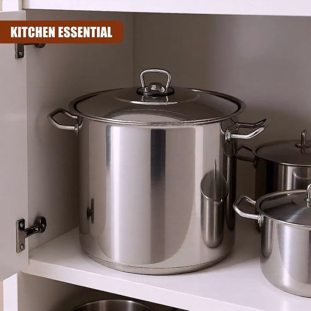 Pawnora 11L Gastro Large Deep Stainless Steel Stock Pot in Silver, Diameter: 100 cm, Height: 15 cm – 3