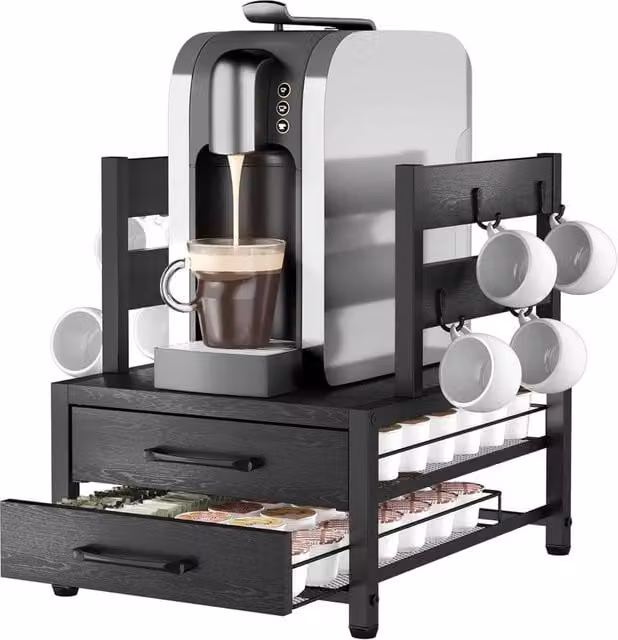 FORGEVIO Black Coffee Capsule Holder Rack Countertop Storage Organizer, Width: 50 cm