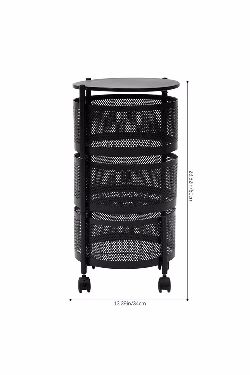 Living and Home XL Kitchen Storage Organiser with Rotating Metal Baskets and Castors in Matt Jet Black – 6