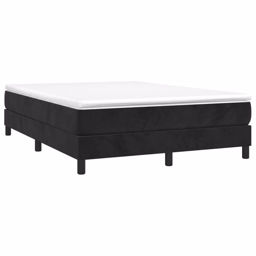 Berkfield Home Upholstered Velvet Box Spring Bed Frame, Black, W: 135 cm, D: 190 cm – 3