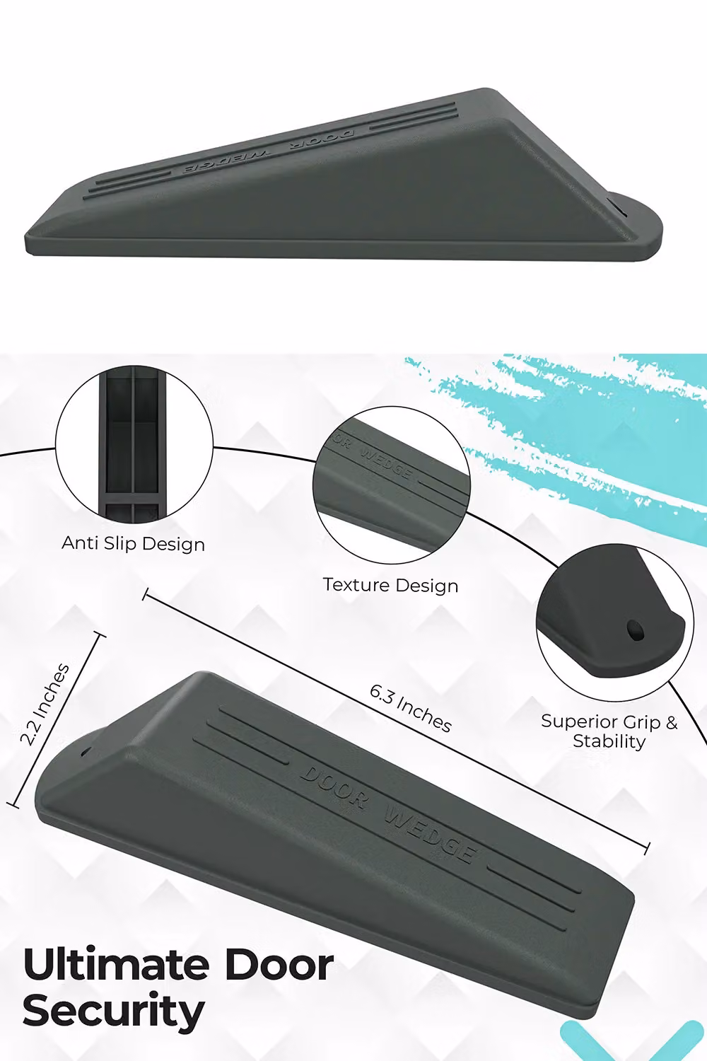 Neel Blue Grey Non-Slip Rubber Door Wedge Stoppers, Pack of 3 – 2