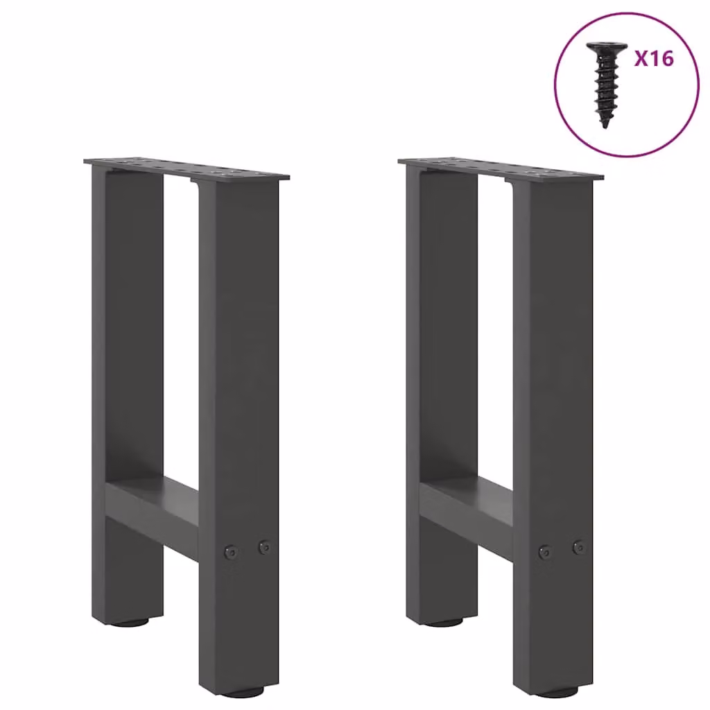 Berkfield Home Steel Coffee Table Legs in Anthracite Black, 2 Pieces, W/D/H: 28 x 28 x 42-43 cm – 2