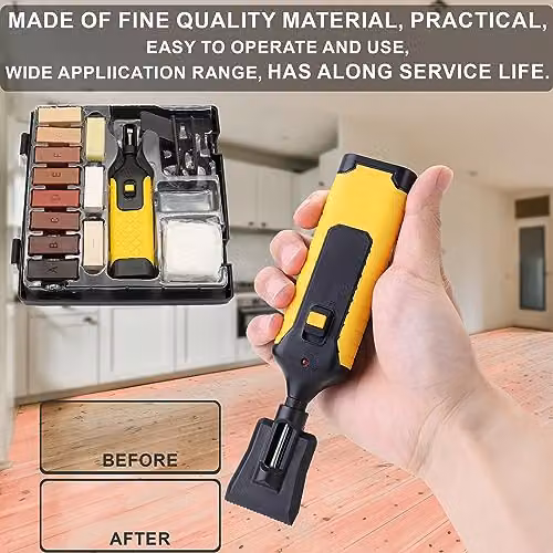 ATEK 19-Piece Laminate Floor Wax Repair Kit with Heating Gun in Brown, Beige, Grey and Multicolour – 4