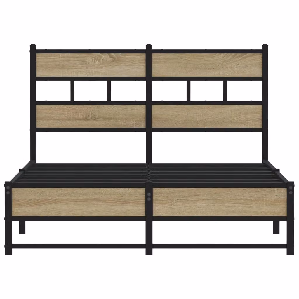 Berkfield Home Metal Bed Frame in Sonoma Oak Brown, W/D/H: 120 x 200 cm – 3