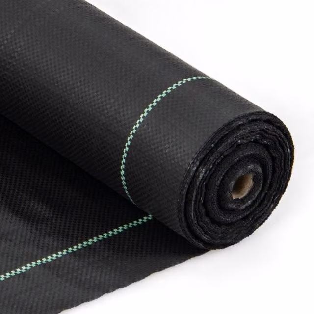 Costway Black Garden Weed Barrier Fabric with Guide Line, W: 1 m, L: 50 m – 1