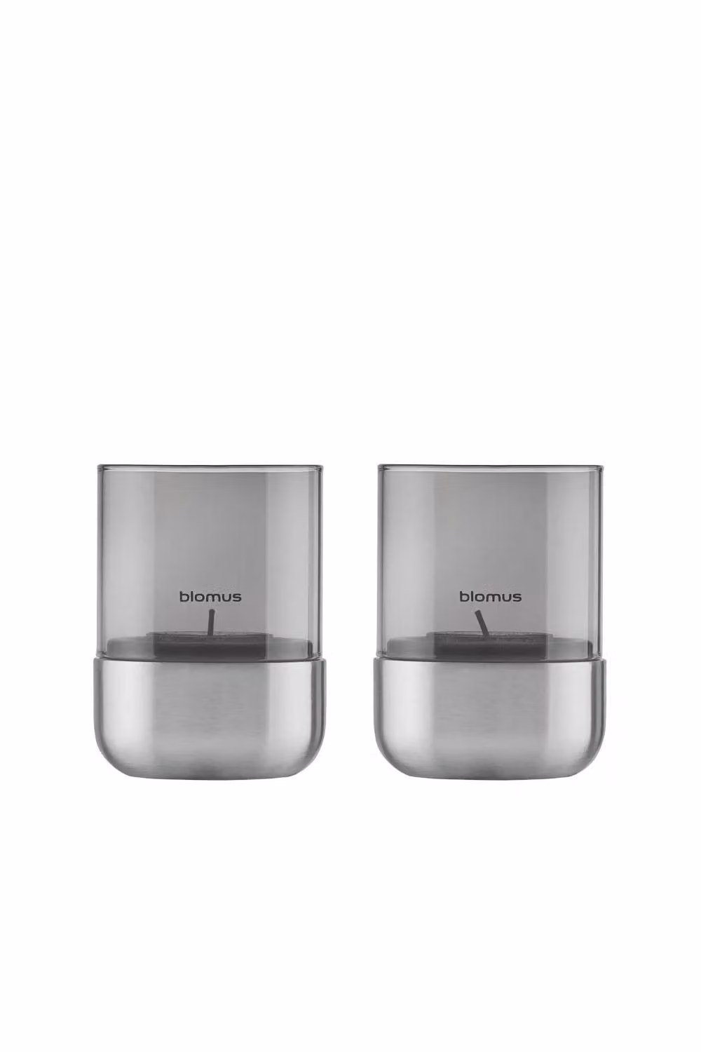 Blomus Calma Lantern XS Set of 2 in Matt Stainless Steel and Smoke Glass, Silver – 1