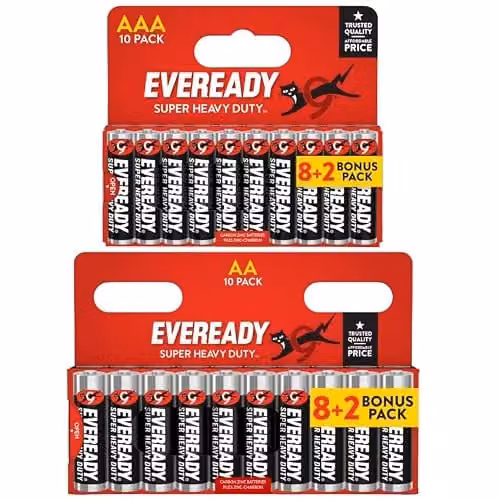Ink Jungle Black Super Heavy Duty Zinc Batteries, AA and AAA, 20 Pack