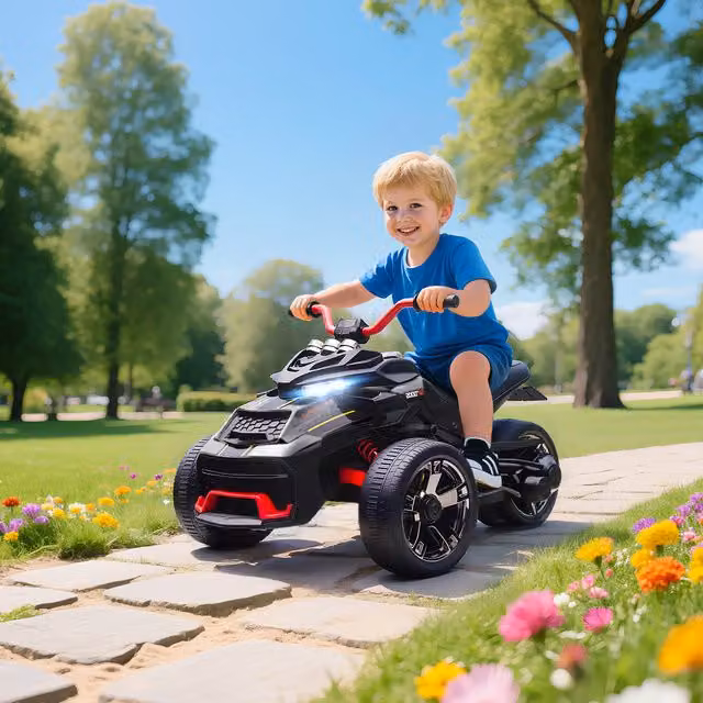 AIYAPLAY 12V Kids Electric Ride On Car with Light and Sound, Black