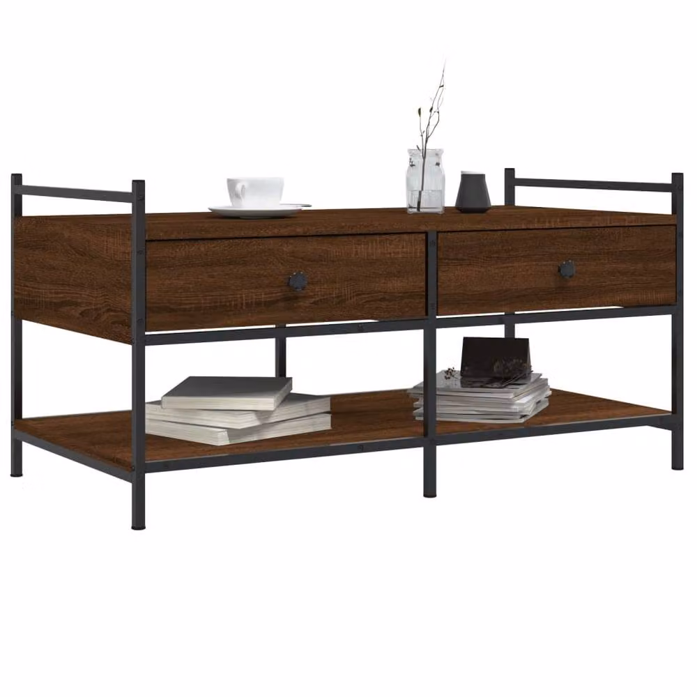 Berkfield Home Brown Oak Coffee Table W/D/H: 99 x 50 x 50 cm – 3