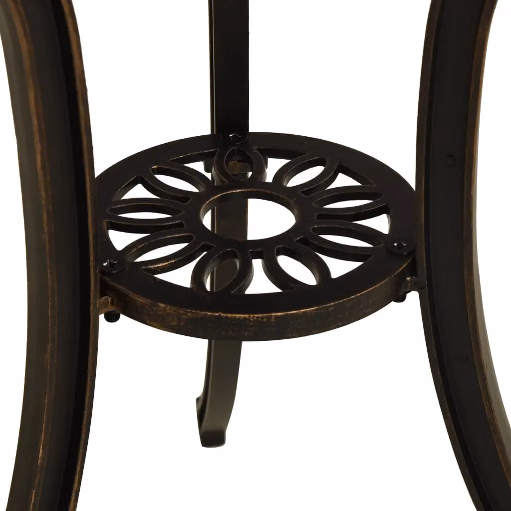 Berkfield Home Garden Table in Bronze Brown Cast Aluminium, W/D/H: 62 x 62 x 65 cm – 4