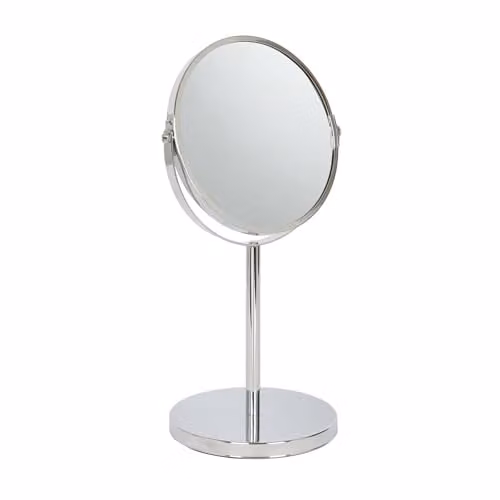 Harbour Housewares Round Tabletop Pedestal Mirror in Silver, W: 18.5 cm, H: 35.0 cm – 1