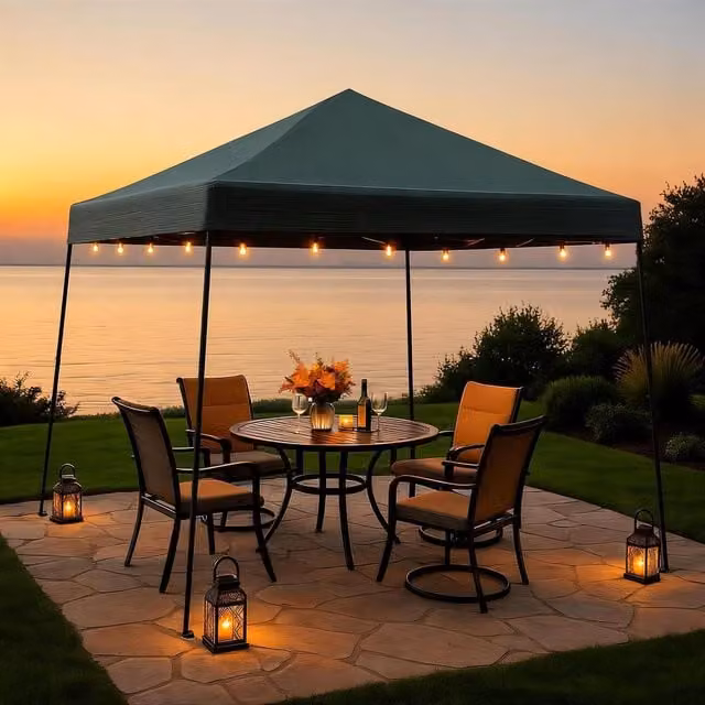 Home Source Easy Up Outdoor Garden Gazebo Marquee Camping Canopy Tent, Green, W: 200 cm, D: 200 cm, H: 200 cm