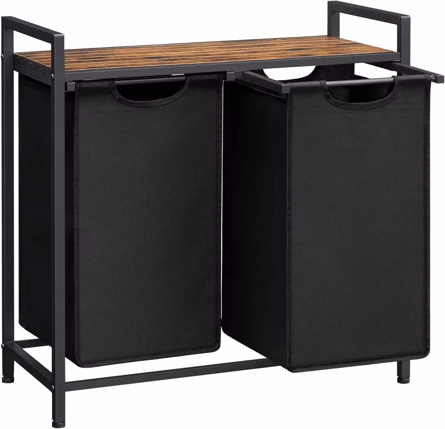 VASAGLE Laundry Sorter with 2 Compartments and Removable Bags, Black, W/D/H: 72 x 42 x 73 cm – 8