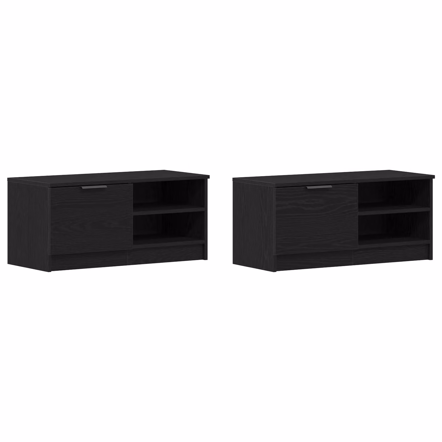 Berkfield Home Modern Black Oak TV Cabinet with Sliding Doors and Internal Shelves, W/D/H: 80 x 35 x 36.5 cm – 2