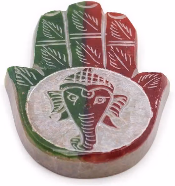 KDMD Ganesha Hamsa Soapstone Incense Holder in Multicolour