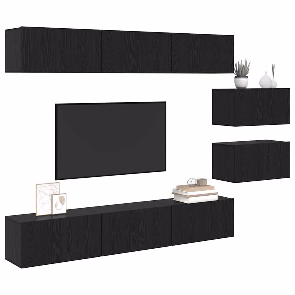 Berkfield Home Modern Wall Mounted TV Cabinet Doors in Black Oak, W: 60 cm, D: 30 cm, H: 30.5 cm – 3
