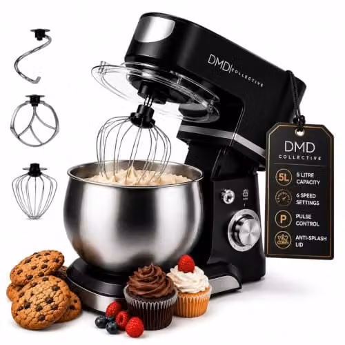 DMD Collective Digital Stand Mixer with 5L Bowl, 6 Speeds and Pulse Mode in Black