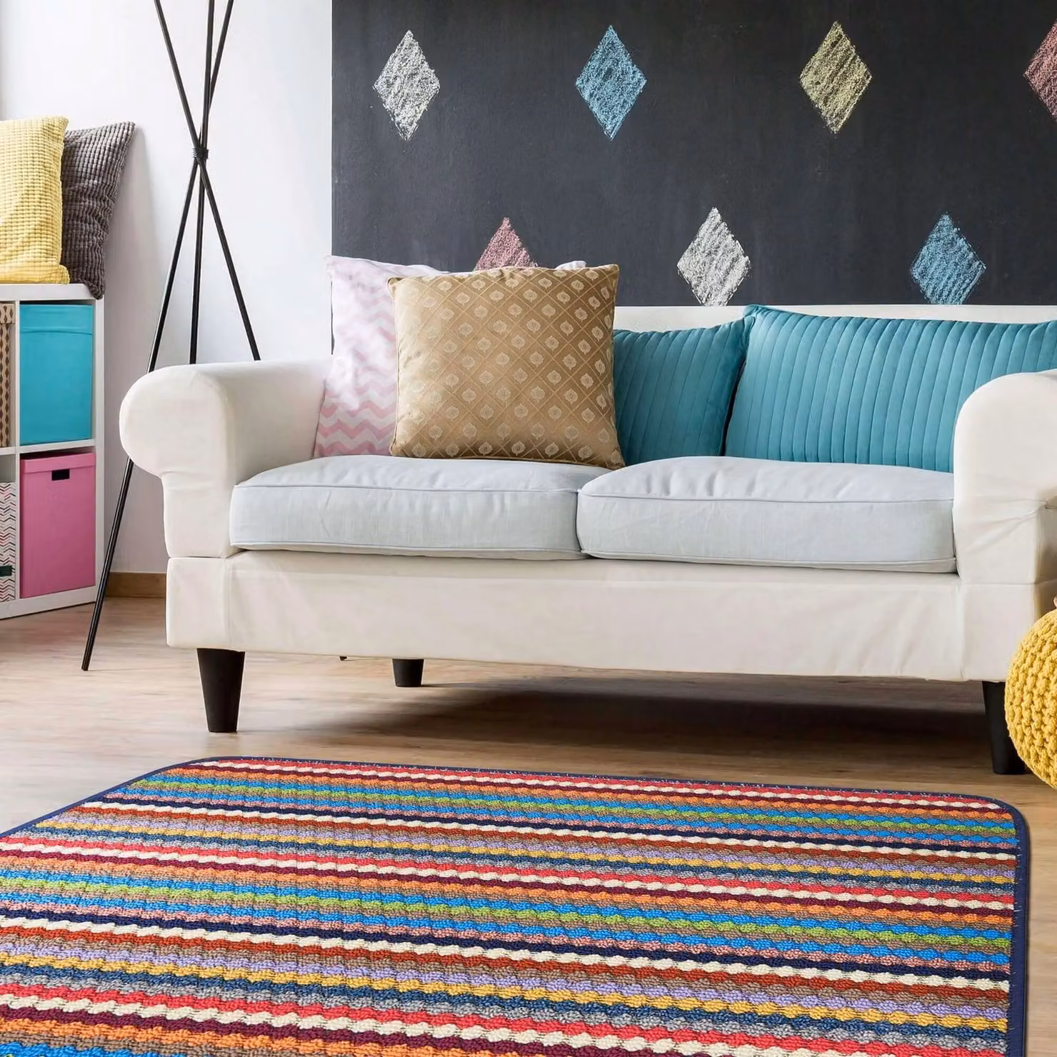 THE RUGS Washable Nonslip Striped All-Purpose Mat, Multicolour, W: 57 cm, L: 90 cm – 4